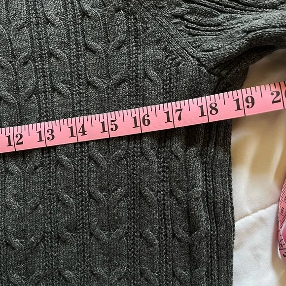 Dark Gray Cable Knit Turtleneck Sweater - Picture 5 of 6